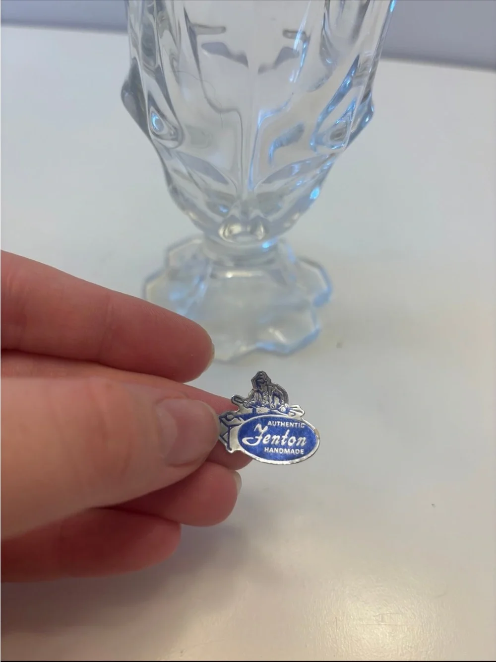 Fenton Art Glass Valencia Handkerchief Vase in clear glass